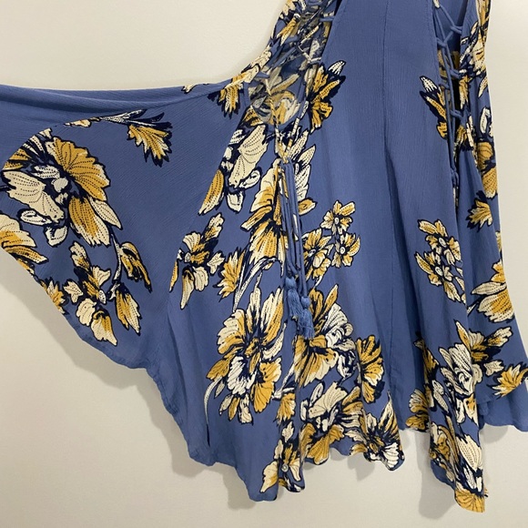 Free People Lace-Up Floral Racerback Swing Dress Women’s Small Boho Whimsical - Picture 8 of 16